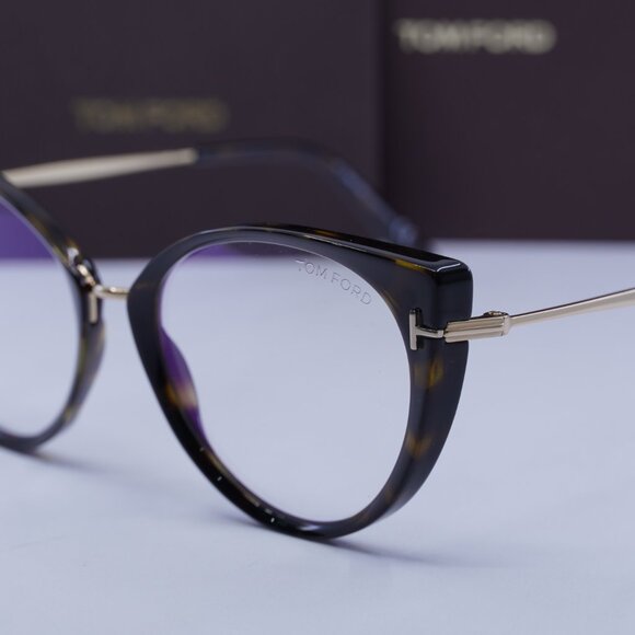 Tom Ford FT5815-B 052 Cat Eye Eyeglasses 54mm - Dark Havana/Gold - Picture 4 of 11